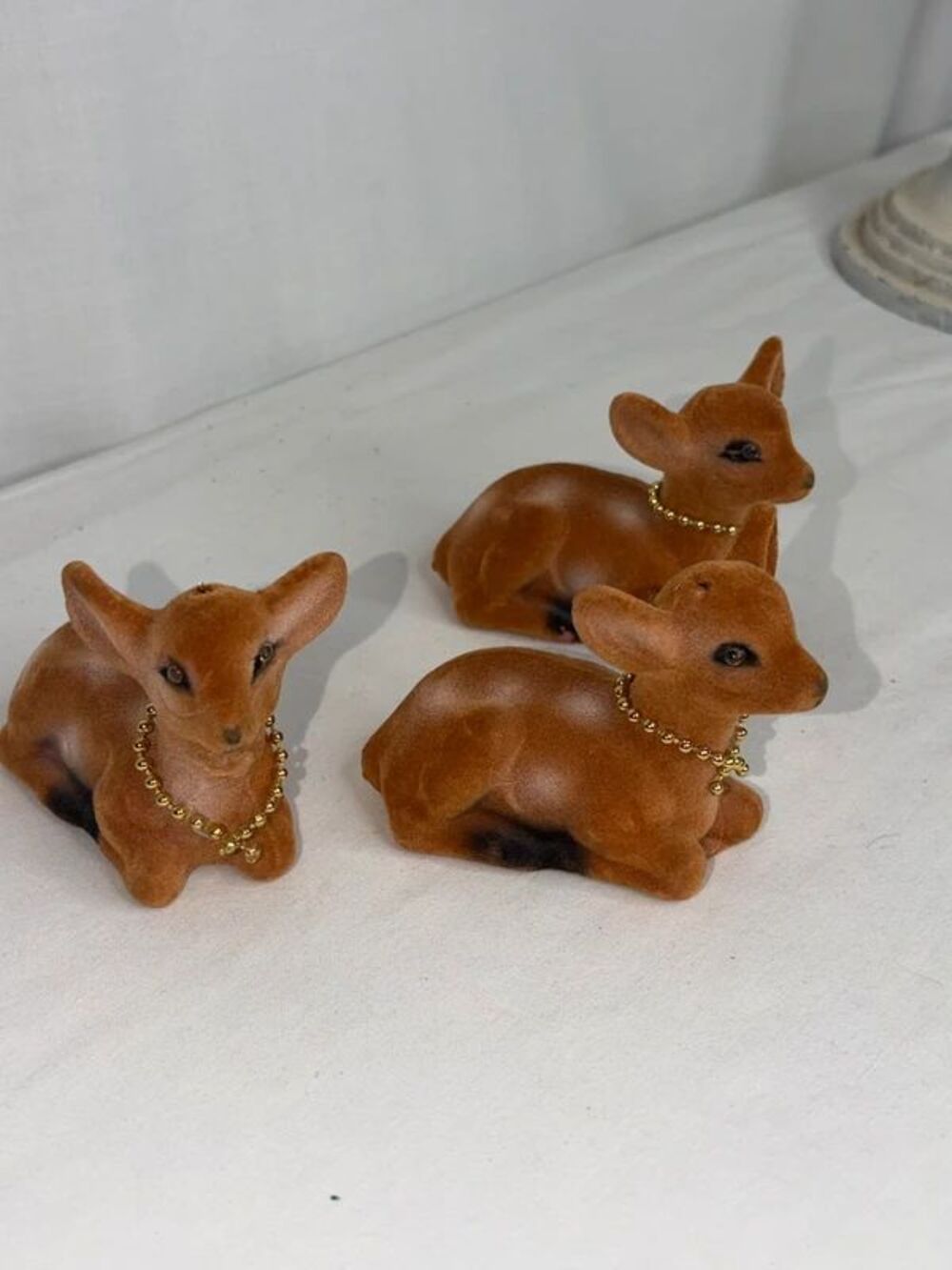 Flocked Deer Figurines